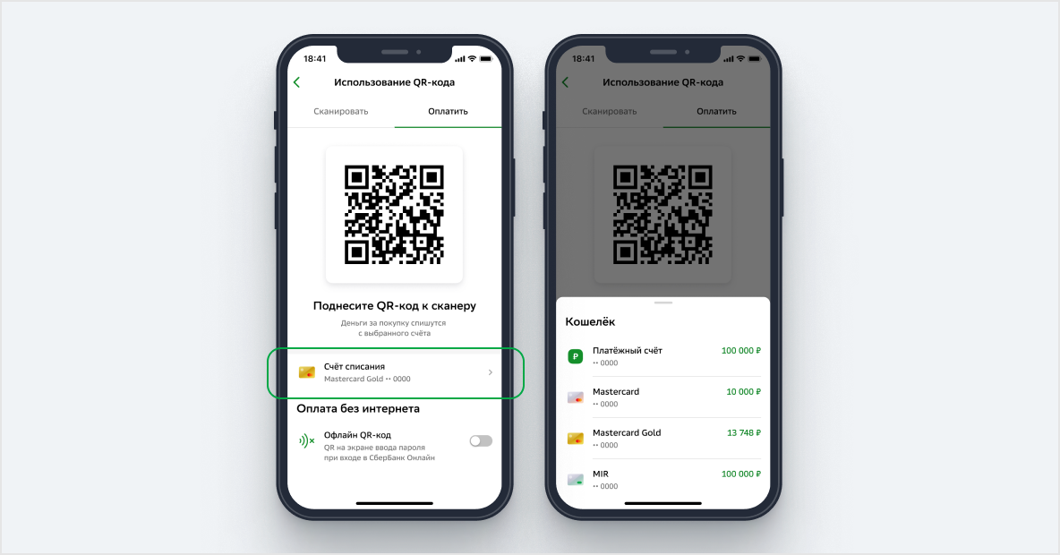 Процесс оплаты покупки по QR телефоном со SberPay